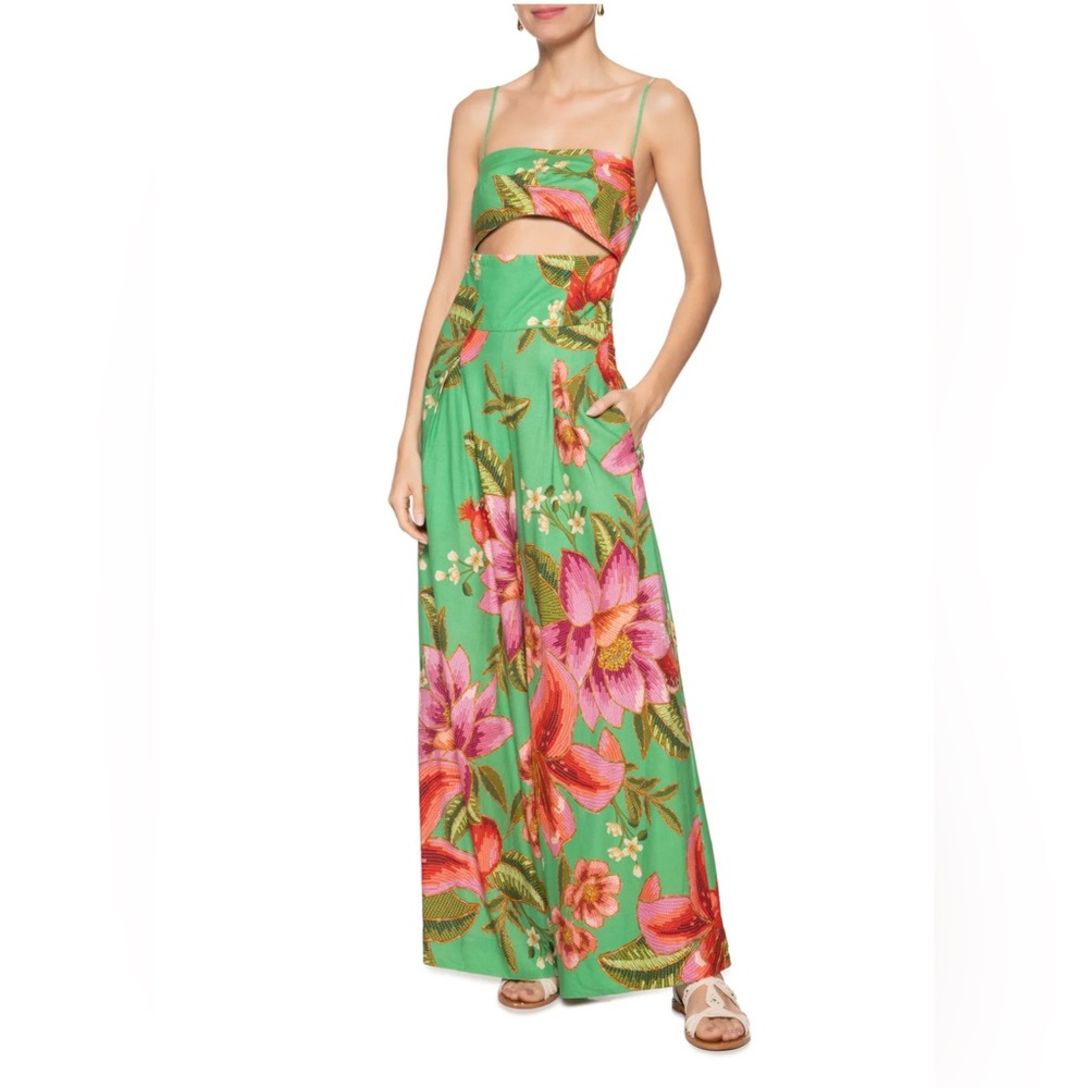 FARM Rio Women's Jumpsuit Summer Fruit Pants - Green Floral Jumpsuit